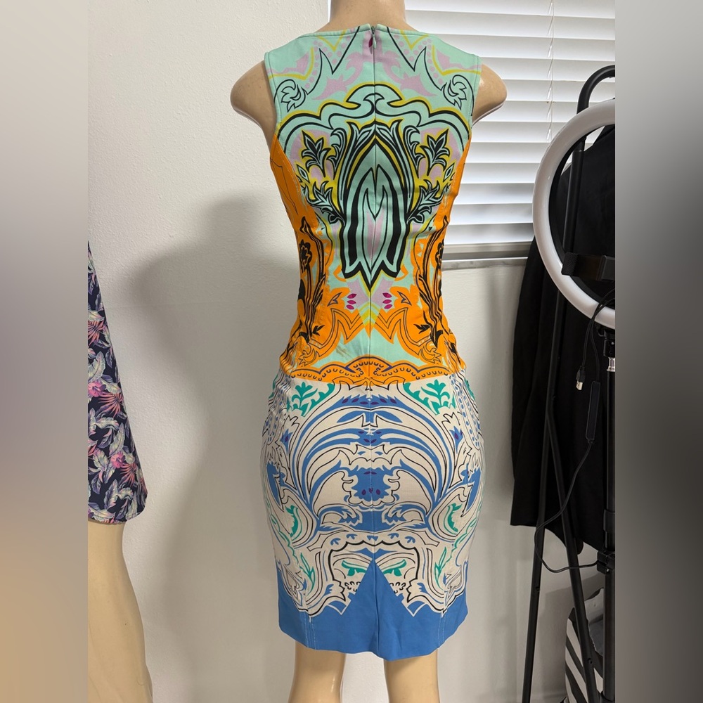 Etro Sleeveless Silk Blend Dress – Multicolor Geometric & Floral Print